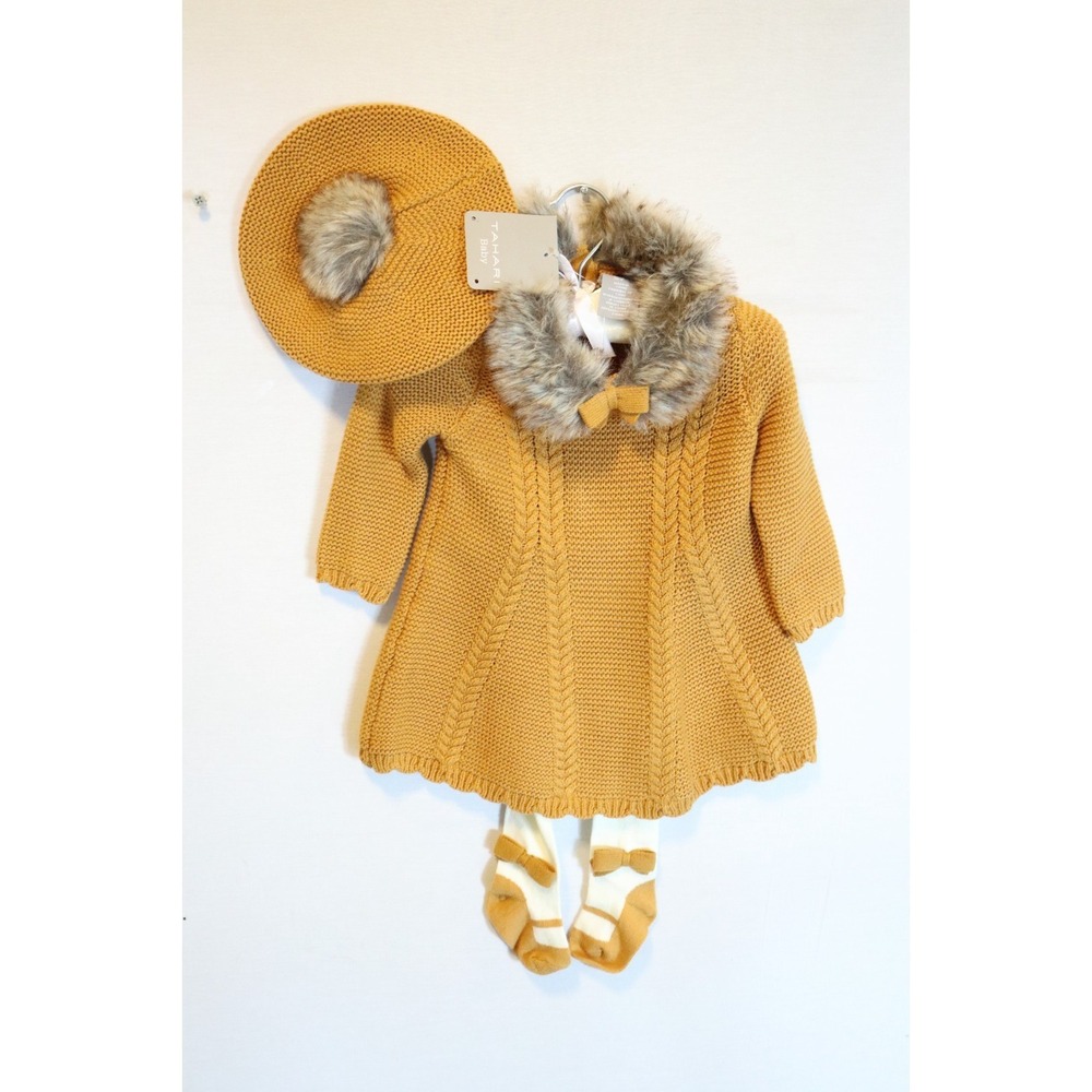 Tahari Baby Toddler Girls Size 4T Yellow/White Dress/Leggings 2pc Set NWT